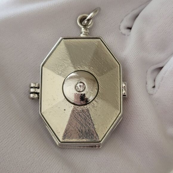 Locket Pendant Geometric Silver Tone Pendant #0394 - Picture 3 of 10